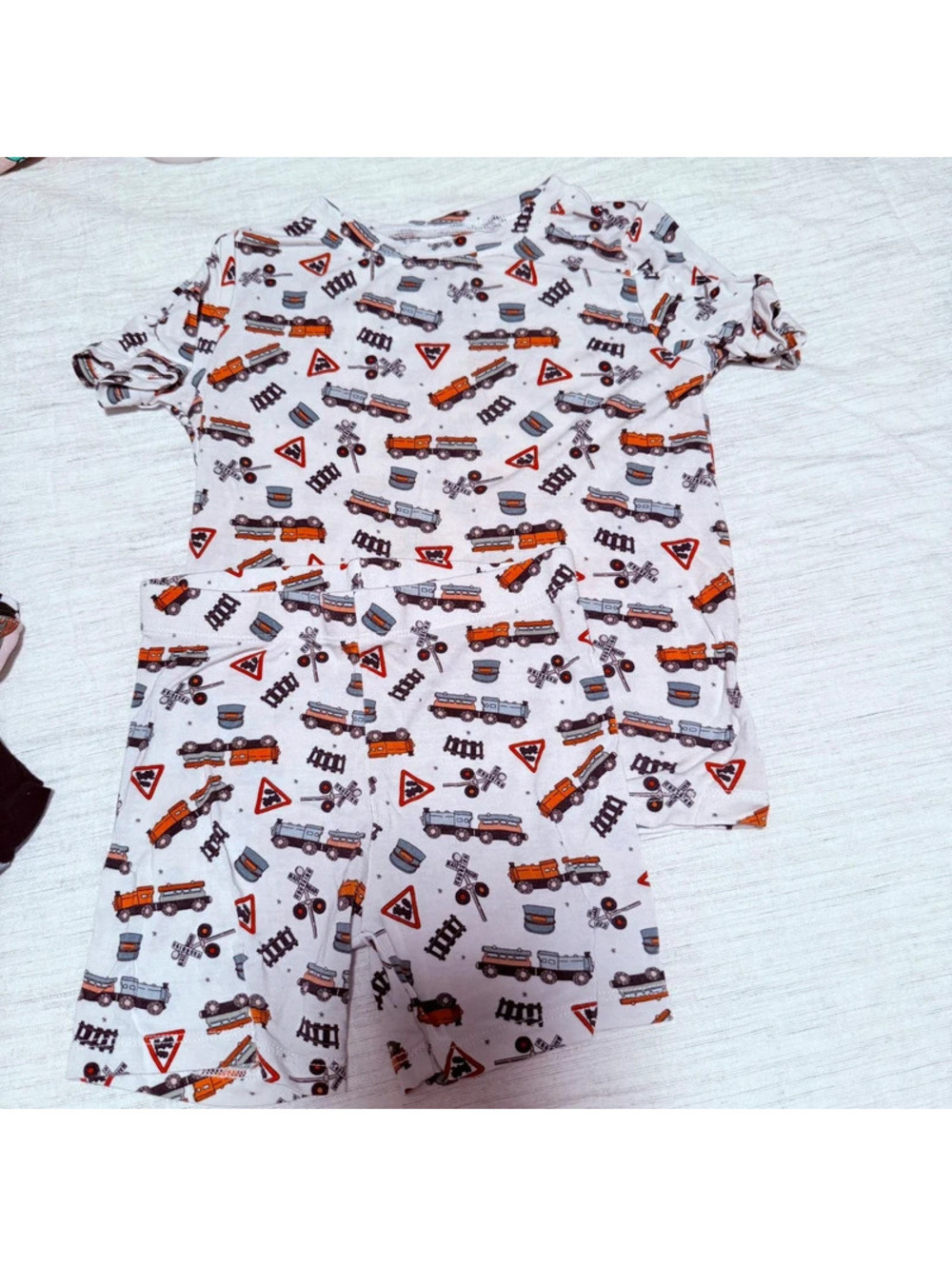 Dream big little co train short bamboo pajamas
